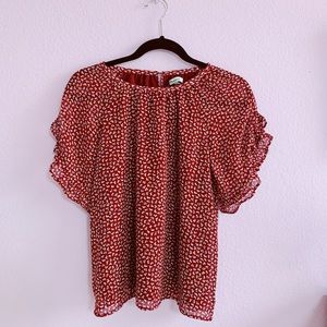 Red Floral Blouse